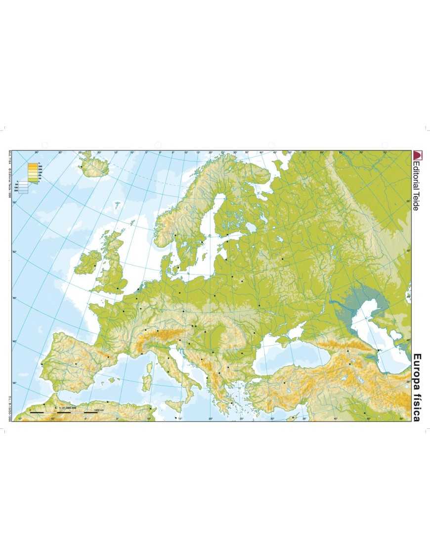 MAPA MUDO DE EUROPA FISICO 4 COLORES PACK 50