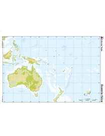 MAPA MUDO DE OCEANIA FISICO 4 COLORES
