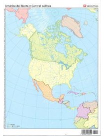 MAPA MUDO DE AMERICA DEL NORTE POLITICO 4 COLORES