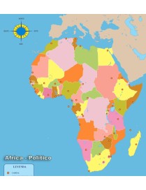 MAPA MUDO DE AFRICA POLITICO 4 COLORES