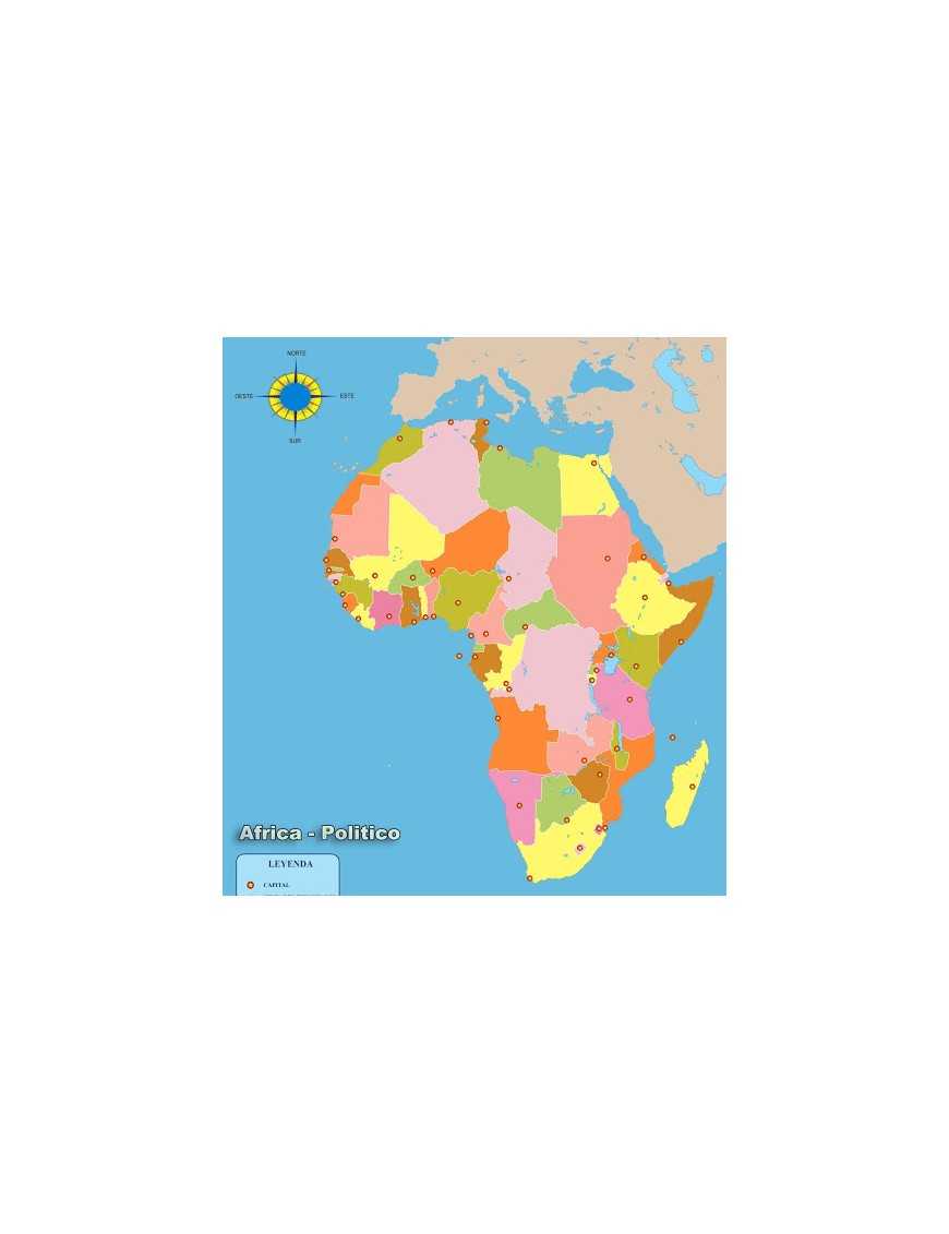 MAPA MUDO DE AFRICA POLITICO 4 COLORES