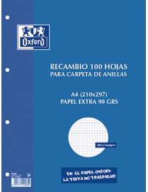 RECAMBIO DE 100 HOJAS OXFORD 4X4 CON MARGEN
