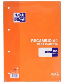RECAMBIO OXFORD A4 LISO 90 GRAMOS 100 HOJAS