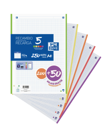 RECAMBIO OXFORD A4 250 H 90 GRS 5X5 5 COL VIVOS