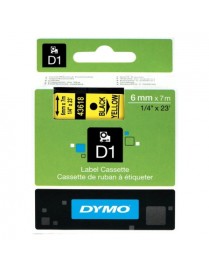 CINTA DYMO D1 (43618) NEGRO AMARILL 6MMX7M.