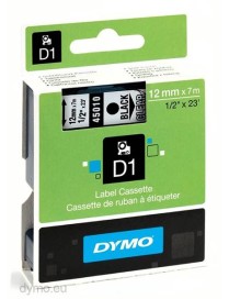 CINTA DYMO D1 (45010) NEGRO TRANSP 12MMX7M.