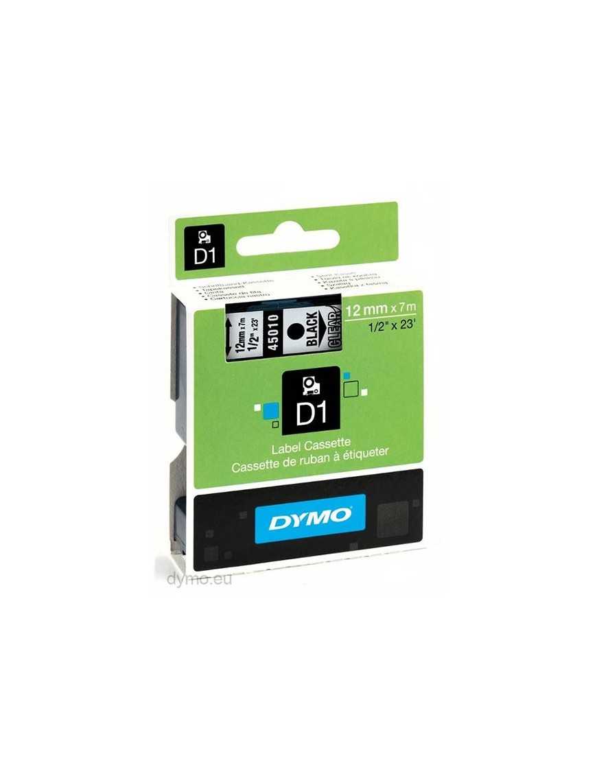 CINTA DYMO D1 (45010) NEGRO TRANSP 12MMX7M.