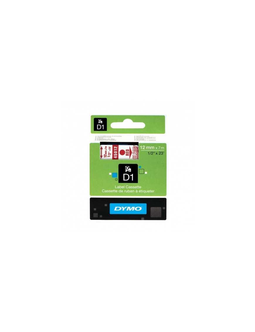 CINTA DYMO D1 (45012) ROJO TRANSP. 12MMX7M.