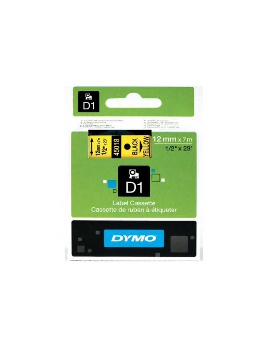 CINTA DYMO D1 (45018) NEGRO AMARIL 12MMX7M.