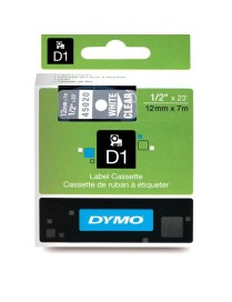 CINTA DYMO D1 (45020) BLANCO TRAN. 12MMX7M.