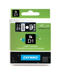 CINTA DYMO D1 (45021) BLANCO NEGRO 12MMX7M.