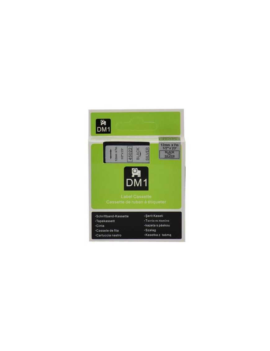CINTA DYMO D1 (45022) NEGRO PLATA 12MMX7M