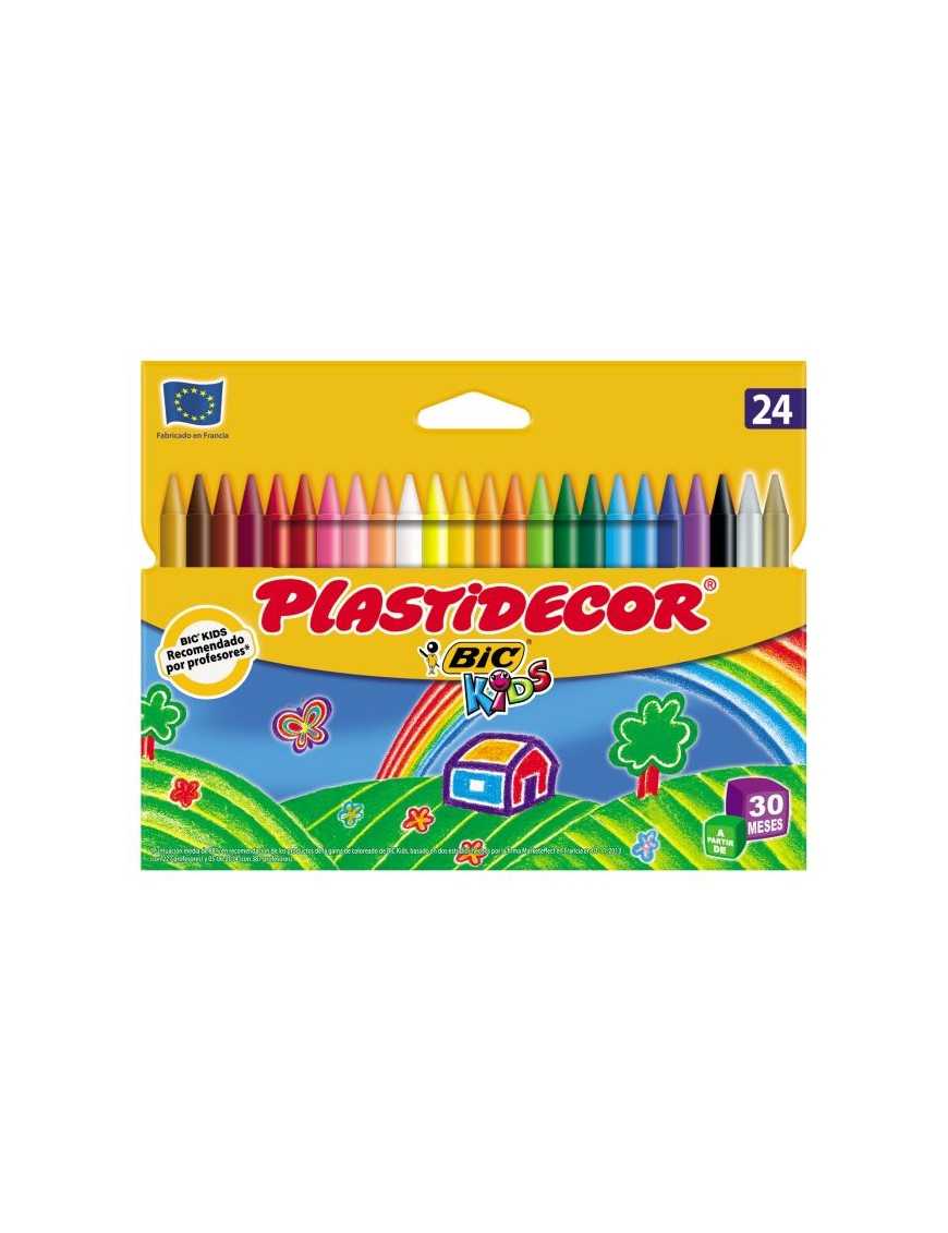 BIC CAJA DE 24 CERAS PLASTIDECOR COLOR.