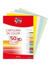 CARTULINAS A3 SURTIDAS PAQ.50 COL.FUERTES FIXO