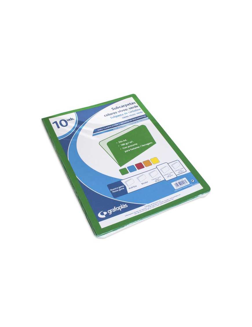SUBCARPETA FOLIO VERDE FUERTE 240 GRAMOS GRAFOPLAS