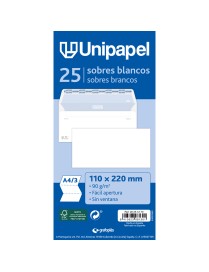 PAQUETE 25 SOBRES 110X220 BLANCO