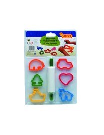 JOVI PACK 6 MOLDES PLASTILINA + RODILLO.