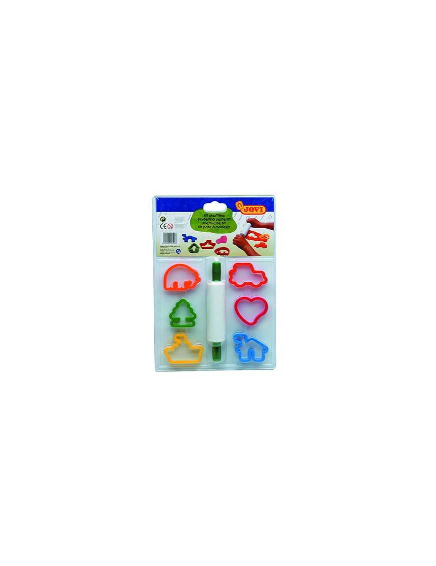 JOVI PACK 6 MOLDES PLASTILINA + RODILLO.