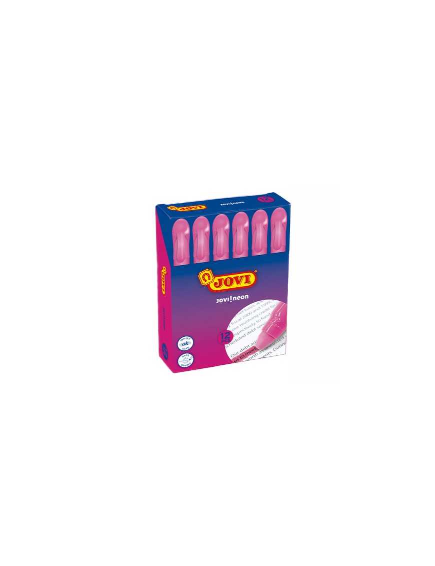 CAJA 12 ROTULADORES JOVI NEON GEL ROSA.
