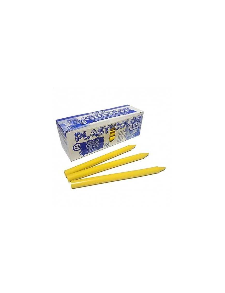 CAJA 25 CERAS PLASTICOLOR JOVI AMARILLO.