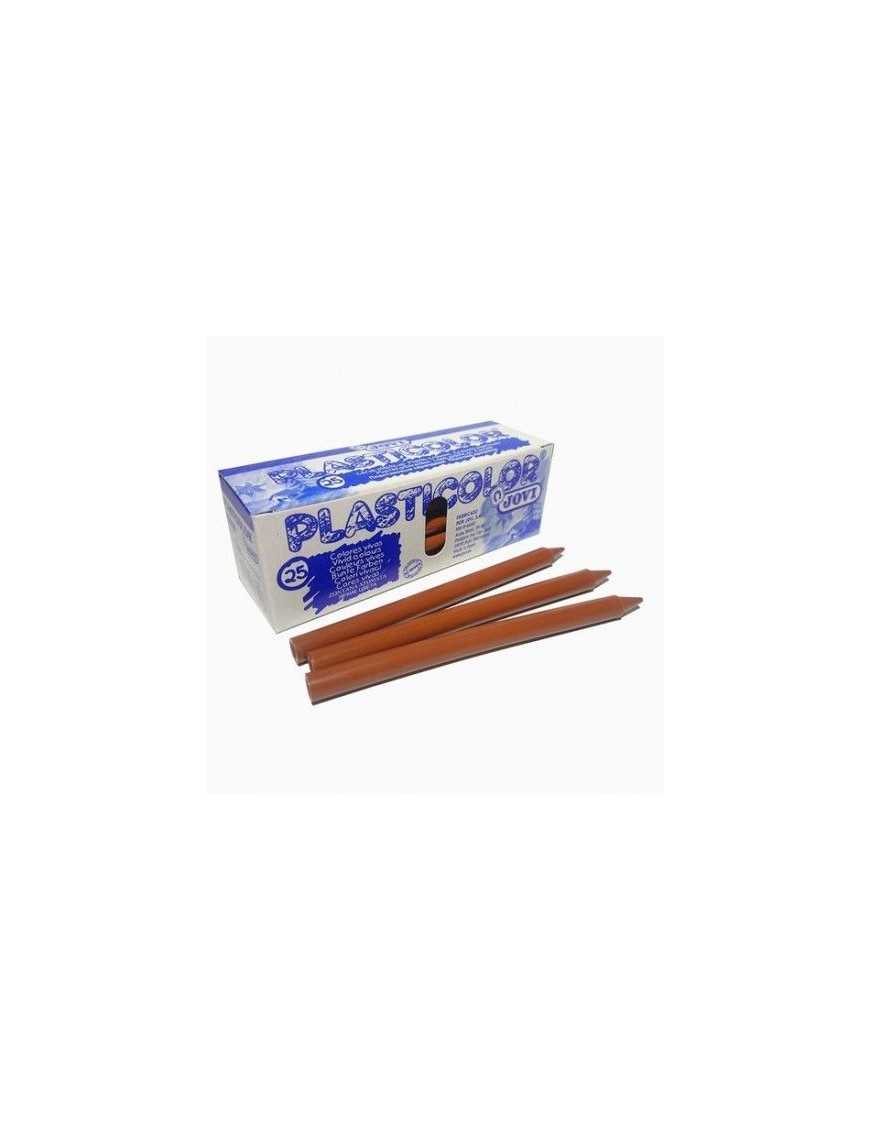 CAJA 25 CERAS PLASTICOLOR JOVI MARRON CLARO.