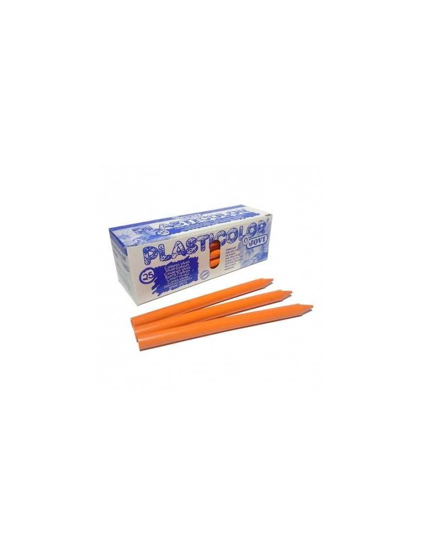 CAJA 25 CERAS PLASTICOLOR JOVI NARANJA.
