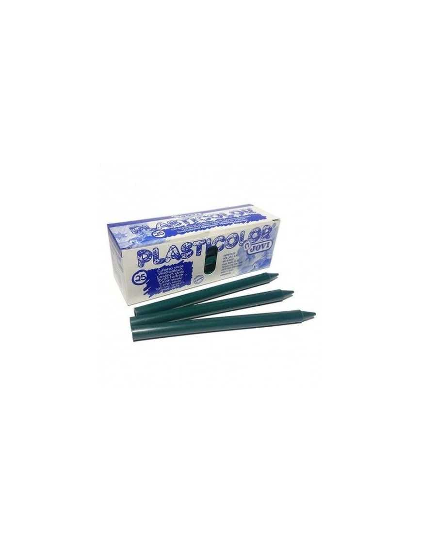 CAJA 25 CERAS PLASTICOLOR JOVI VERDE OSCURO.