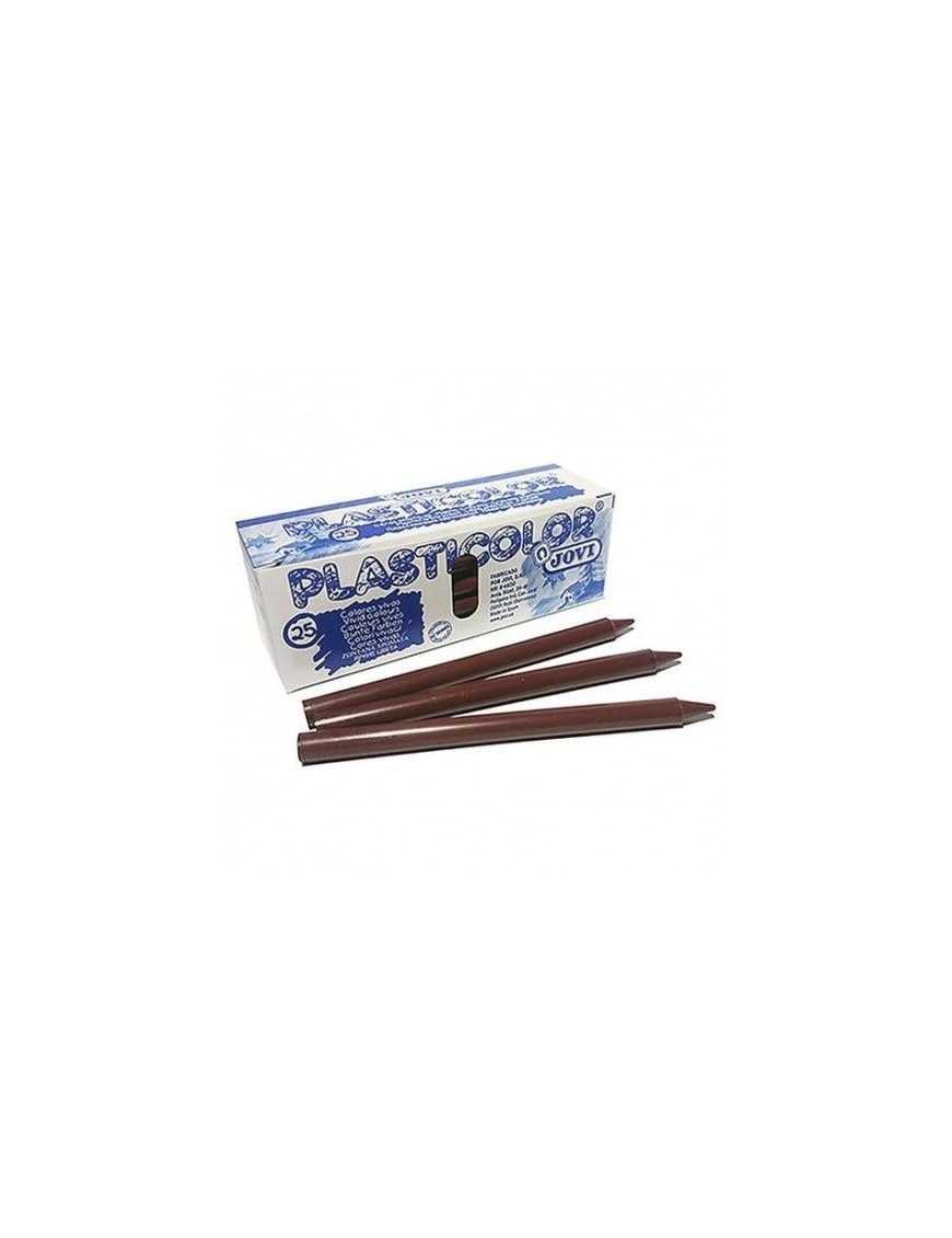 CAJA 25 CERAS PLASTICOLOR JOVI MARRON OSCURO
