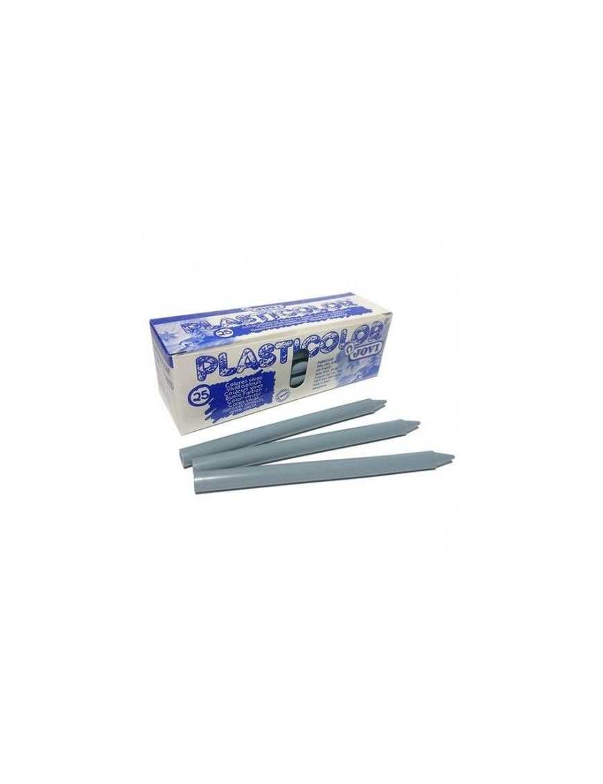 CAJA 25 CERAS PLASTICOLOR JOVI GRIS.