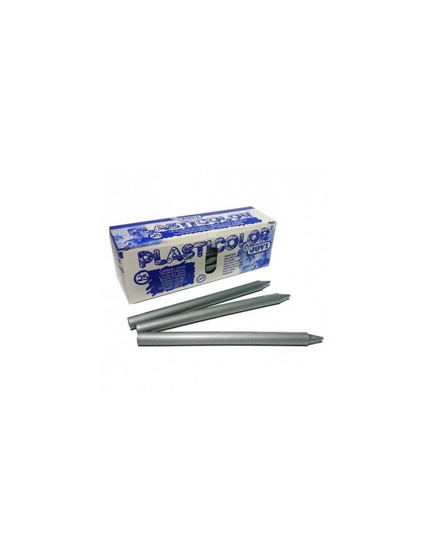 CAJA 25 CERAS PLASTICOLOR JOVI PLATA.