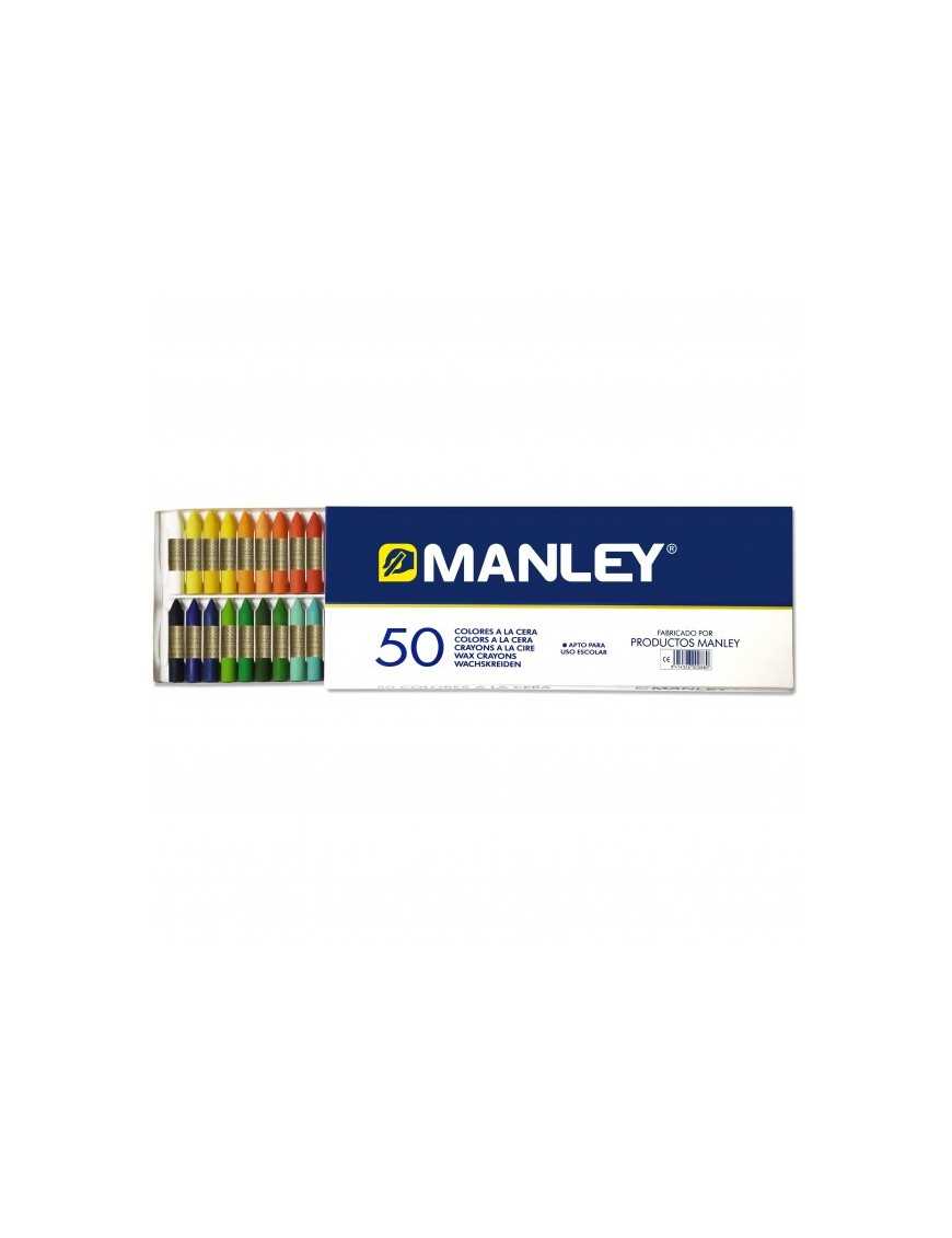 MANLEY CAJA 50 CERAS SURTIDO ESCOLAR.