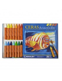 MANLEY CAJA 24 CERAS ACUARELABLES.