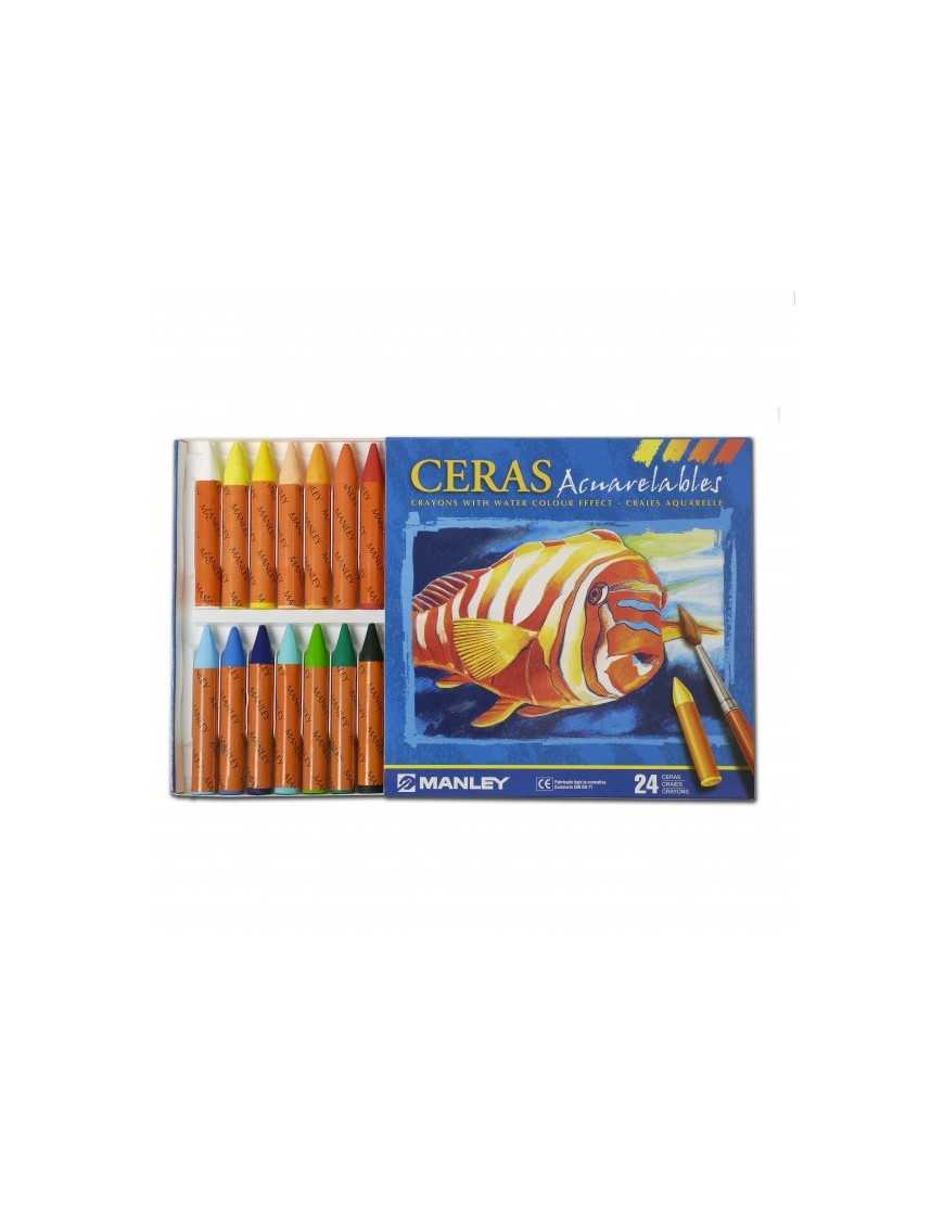 MANLEY CAJA 24 CERAS ACUARELABLES.