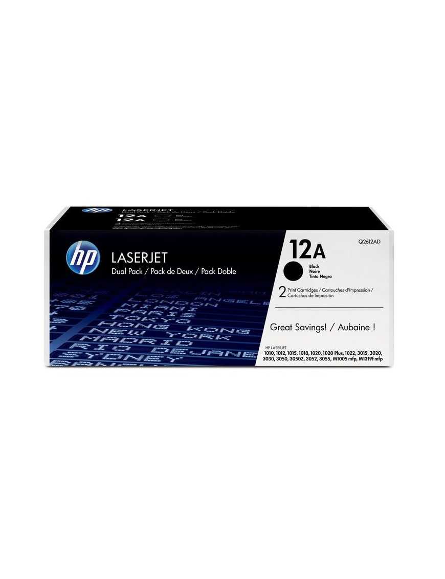 PACK DE 2 TONER LASER HP 12A NEGRO Q2612AD.
