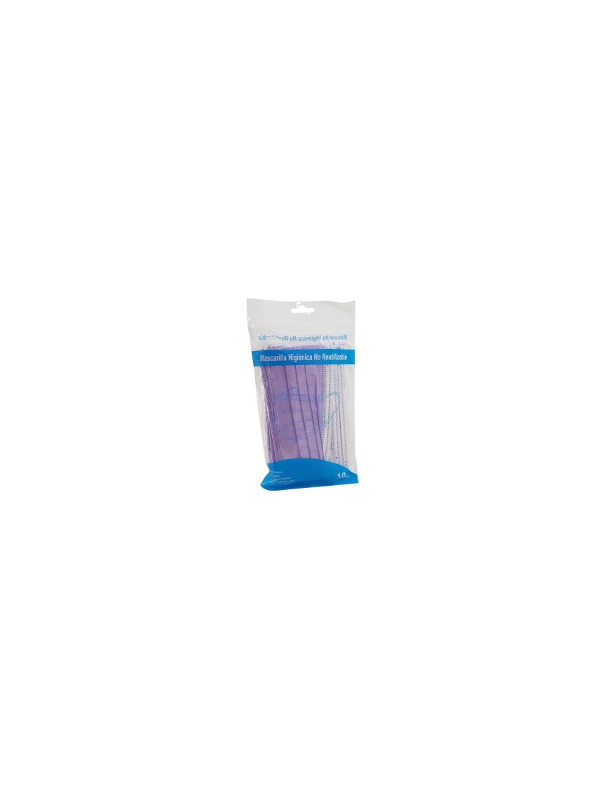 MASCARILLA HIGIENICA PAQ 10 MORADO