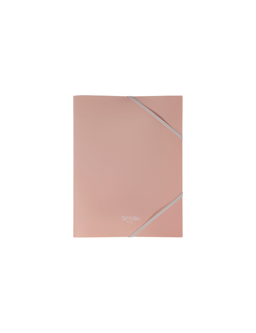 CARPETA GOMAS SOLAPAS A4 PP PARDO ROSA PASTEL