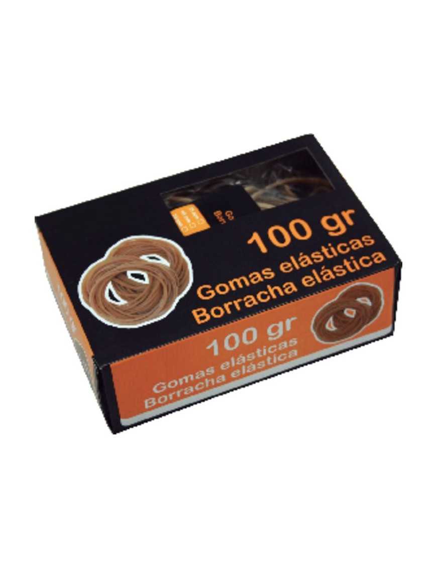 CAJA DE 100 GRAMOS DE GOMAS ELASTICAS DE 6 CM.