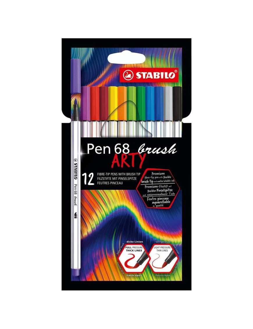 ESTUCHE 12 STABILO PEN 68 BRUSH 568/12-21-20