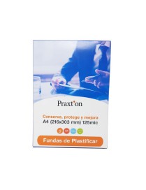 FUNDA PLASTIFICAR 216X303 (A4) 125 MICRAS PRAXTON
